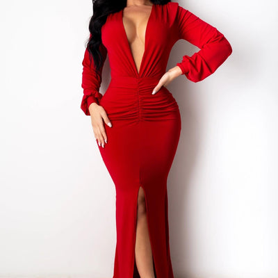 Women's Deep V Club Evening Dress - Shé Hauté