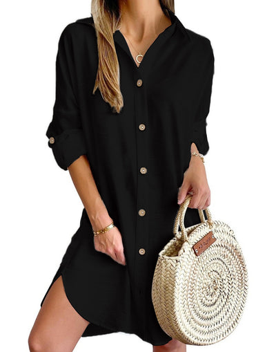 Autumn Lapel Shirt Dress