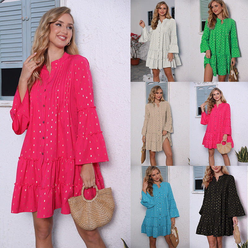 Robe plissée à imprimé bronzé