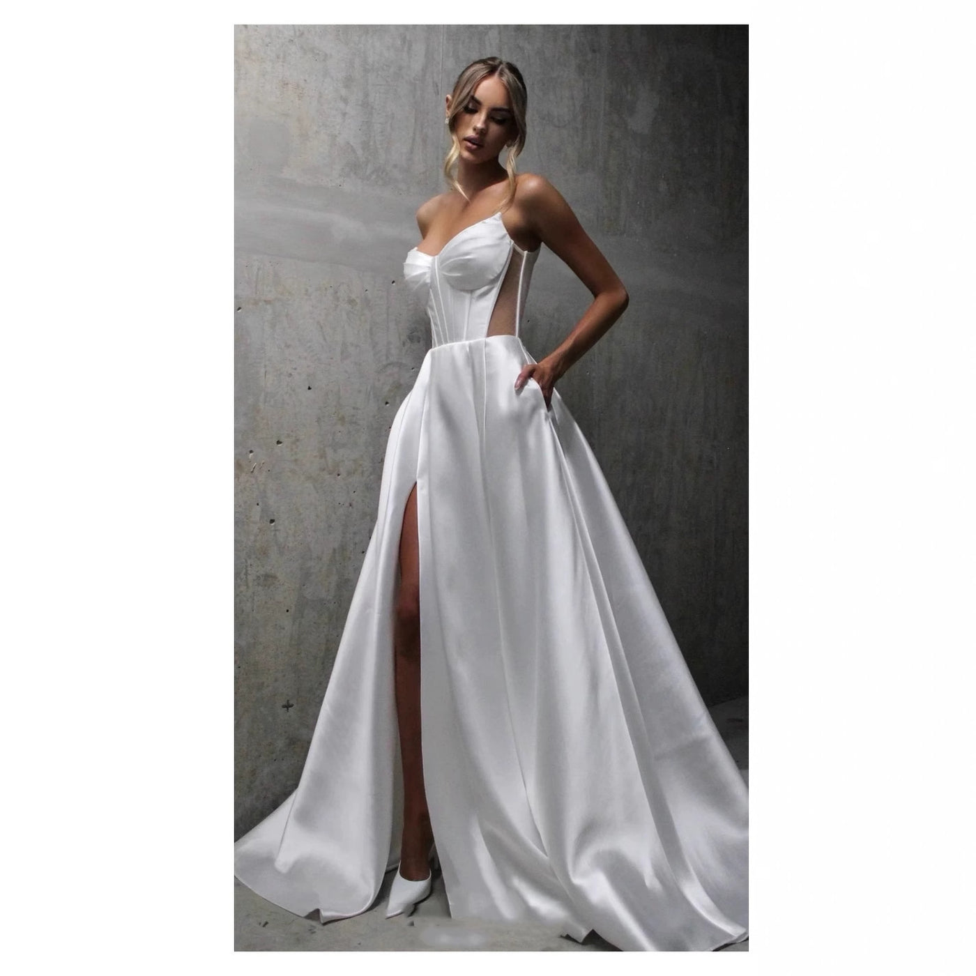 White Satin Bandage Gown - Shé Hauté