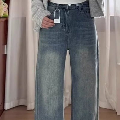 Women's Retro Blue Wide-Leg Jeans - Shé Hauté