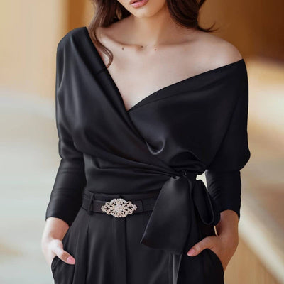 Solid V-Neck Blouse