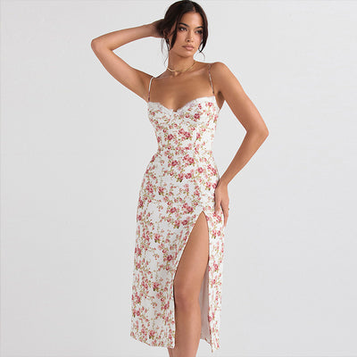 Robe nuisette en dentelle à fleurs