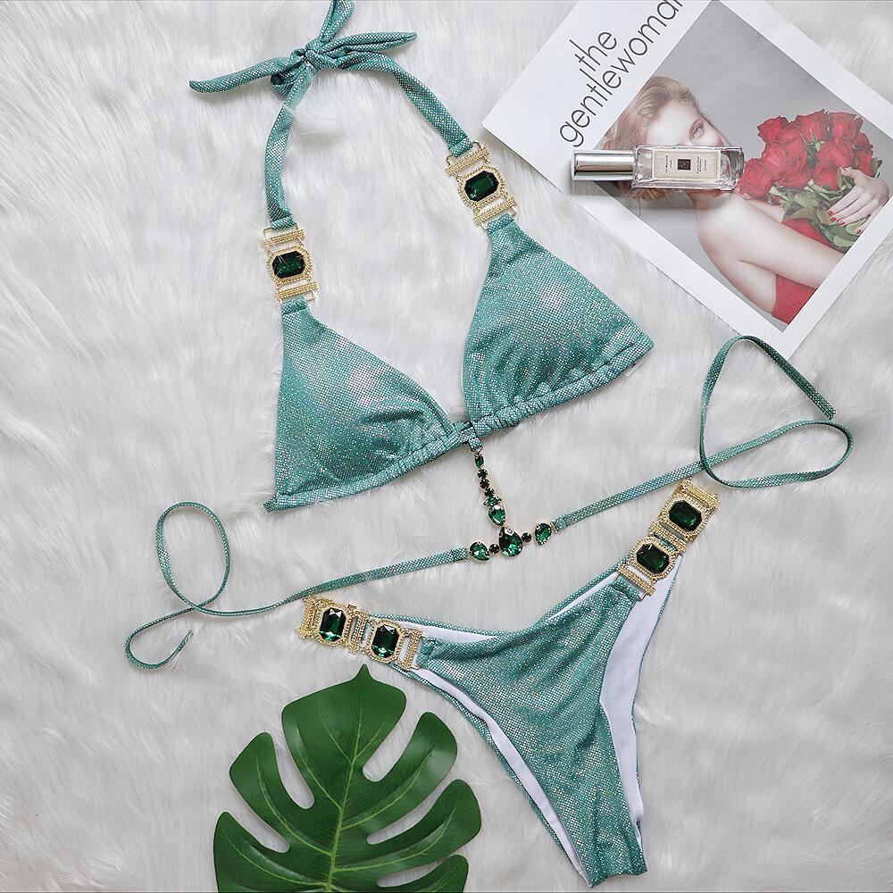 Ensemble bikini dos nu à paillettes