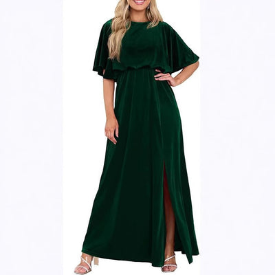 Robe fendue à manches lotus