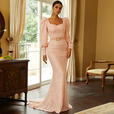 Robe longue à paillettes