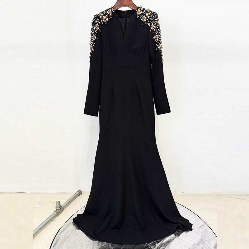 Front Slit Beaded Gown – Women - Shé Hauté