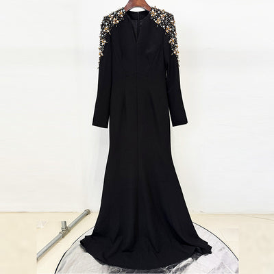 Front Slit Beaded Gown – Women - Shé Hauté