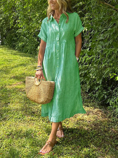 Robe en lin rayée