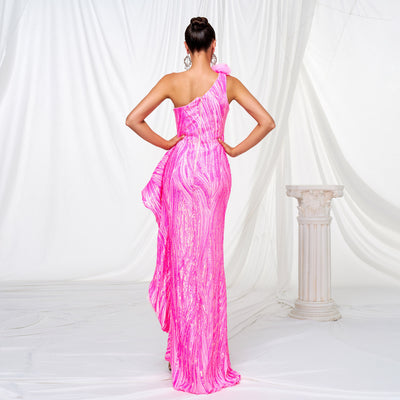 Women's Sequin One-Shoulder Gown - Shé Hauté